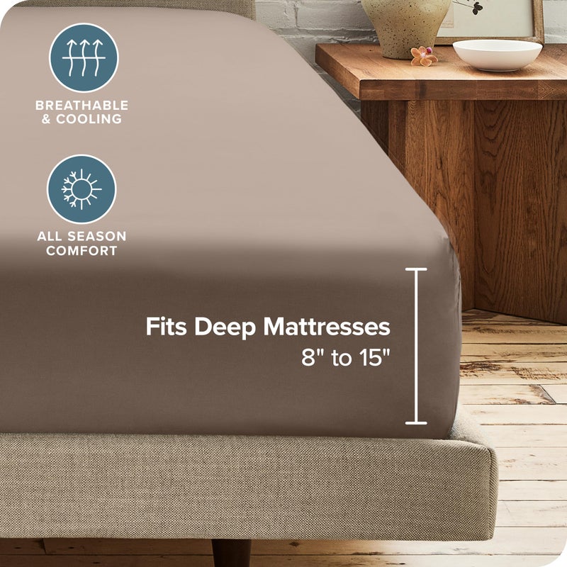 Bare Home 2-Pack Fitted Bottom Sheets Queen - Premium 1800 Ultra-Soft Wrinkle Resistant Microfiber - Deep Pocket (Queen, Taupe) - Image 4